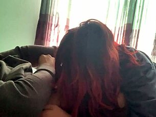 She doesn't realize I'm recording her devouring my big cock