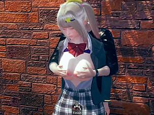 bright ai girl with big tits plays erotic game 😊 blonde jk edition