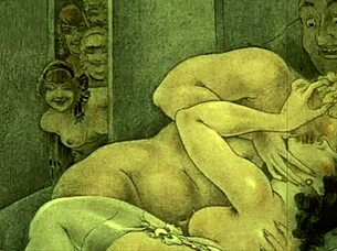 빈티지 에로틱 애니 헨타이 일러스트레이션