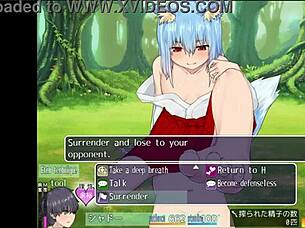 succubus in hentai game gives footjob with big boobs leading to creampie