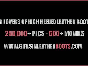 can you resist this kinky babe in sexy boots and nylon panties teasing her tits and ass?