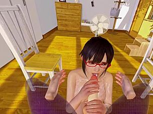 She gave me a blowjob in virtual reality anime setting.