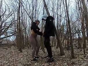 topless thick girl asks, 'want me to suck your cock in the park?' to her partner