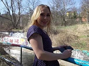 Horny Blonde Flashes And Gets Creampied In Tunnel