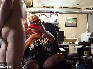 Mistress Dominates Slave With Cumshot