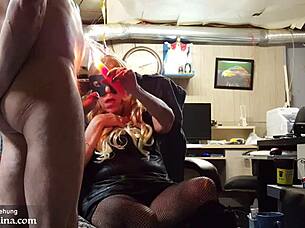 Mistress Dominates Slave With Cumshot