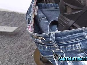 colombian latina masturbates on roller skates