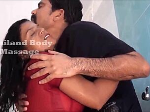 Servant Helps Women Bathing In Transparent Blouse