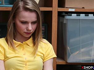 Russian Slender Teen Gets Punished With Blowjob And Fucking After Shoplifting