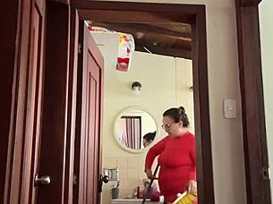 My neighbor is in the bathroom masturbating cutely