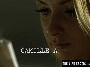 sexy blonde watches lesbian girlfriend masturbate