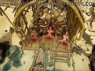 Beach Shack Hosts Futanari Group Sex With Synthwave Beats.