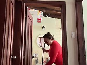 My neighbor is in the bathroom masturbating cutely