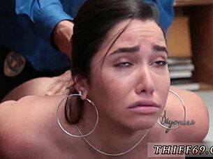 Russian teen in uniform steals apparel, full HD clip