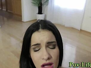 teen gobbles big cock pov cum in mouth cumshot brunette