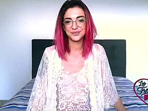 leila, young french redhead, shows off her small tits in lingerie