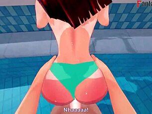 Anzu Mazaki Gets Fucked Hard On Pool In Yu-Gi-Oh Fantasy.