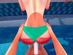 Anzu Mazaki Gets Fucked Hard On Pool In Yu-Gi-Oh Fantasy.