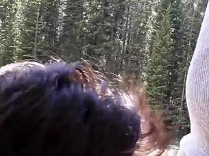 petite latina sucks huge cock and swallows cum by riverfront