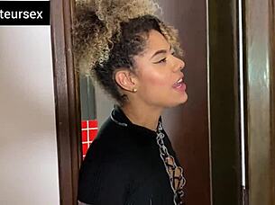 Naughty girl hides interracial fuck in bathroom