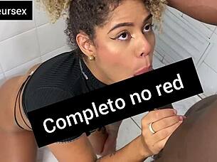 Naughty girl hides interracial fuck in bathroom