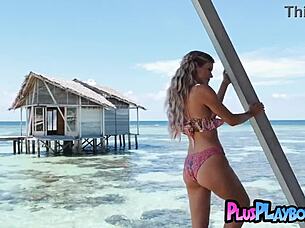 Gorgeous blonde milf olivia preston posing on the sea! Exposed stunning natural body with ripped clothes.