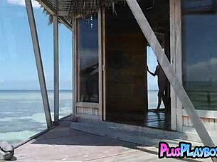 Gorgeous blonde milf olivia preston posing on the sea! Exposed stunning natural body with ripped clothes.