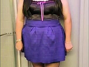 Black transsexual brunette CROSSDRESSES in amateur scene