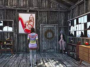 In Fallout 4, the sexy character relaxes at home