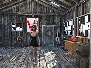 In Fallout 4, the sexy character relaxes at home