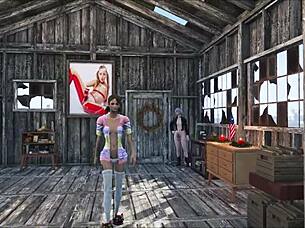 In Fallout 4, the sexy character relaxes at home