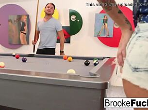 Brooke plays billiards, teasing with her sexy moves