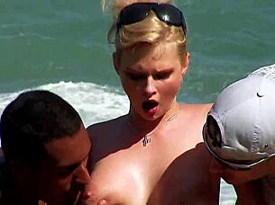 anal on the rocks busty blonde tourist ass fucked by the locals interracial outdoor threesome with double penetration