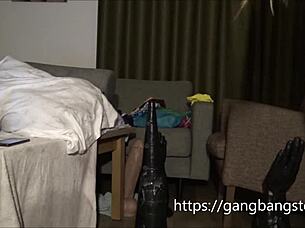 This sexy blonde is wrecking her butt with a huge toy in my free room on camgangster.com, siswet19 style.