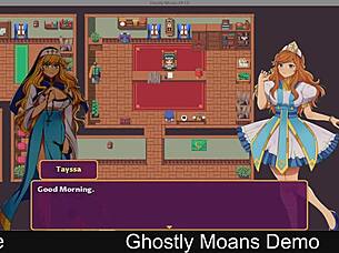 Ghostly moans echo in hentai anime scene.