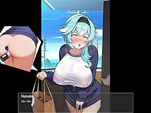 Oh wow, the busty delivery worker gets exposed in this anime hentai game with toys and sex 😲