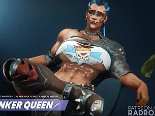 Mei bent over by monster cock in 3D anime!