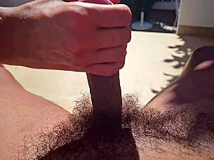 Slow mo handjob outdoors