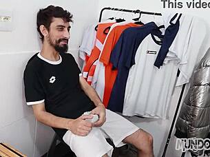 Guy sucks partner in locker room