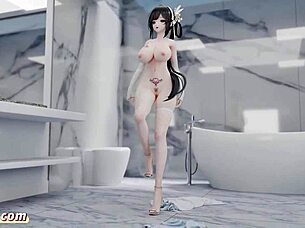 Zhenghai from Azur Lane dances nude in 3D anime style with TikTok vibes 😍