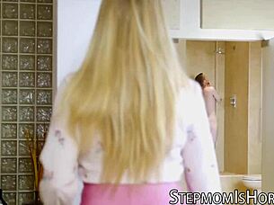 Stepmom Sam Bourne Seduces with Curves in Shower Blowjob