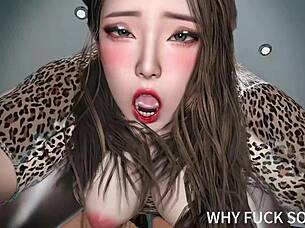 asian milf with big boobs cheats in 3d anime interracial scene