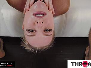 this blonde's mouth gets rented by a massive cock