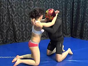 femdom stacy bloom overpowers sparring partner and makes him sniff her pussy during facesitting