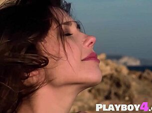 Sexy Brunette Teen 18+ Mila Azul Undresses Natural Body