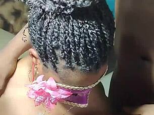 Ebony amateur addicted to big boobs.