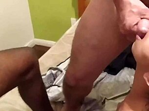 Two Men And A Nymph In Intense Gangbang Action