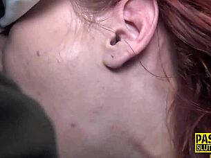 skinny fetish submissive redhead throats deep in maledom