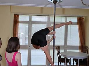 I Give Pole Dance Class To My Two Students And We End Up Fucking