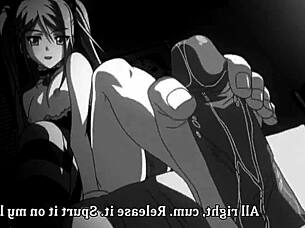 anime footjob scene with cool hentai vibes in detailed action